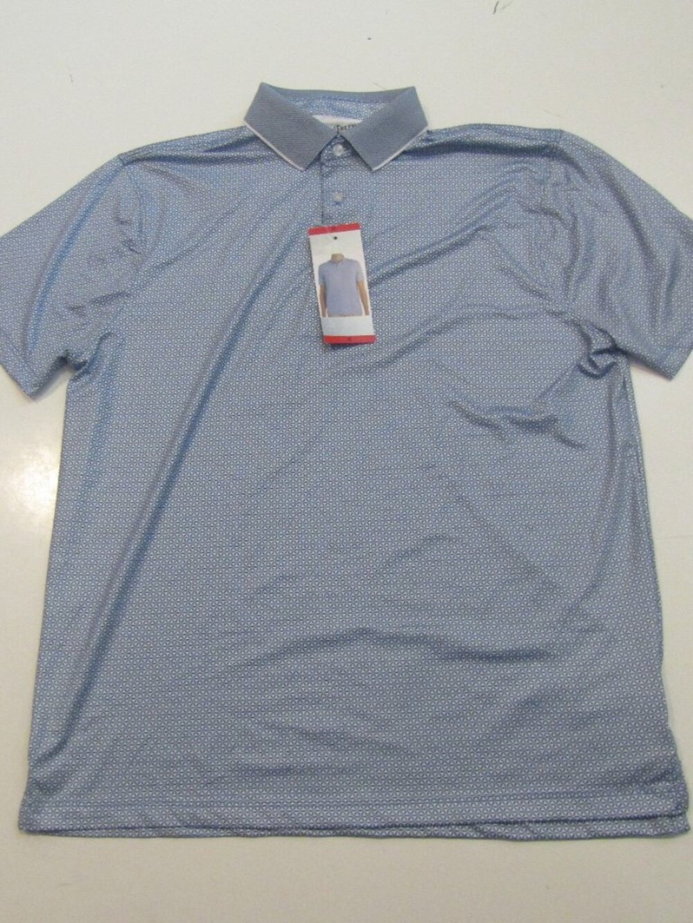 HICKEY FREEMAN Mens Blue Pattern Wicking Golf Polo Shirt Size Medium